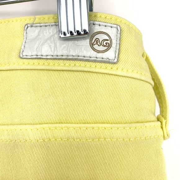 AG Adriano Goldschmied Jeans The Prima Cigarette Crop Sz 29R Pale Yellow Raw Hem - Picture 5 of 10